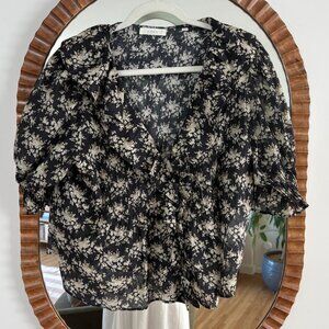 Doen Henri Top in Noir Rosier Floral